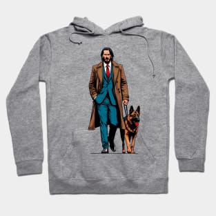 John Wick Walking with a German Shepherd Hoodie